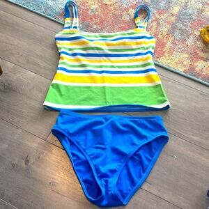 La Blanca Striped Green and Blue Swim Set